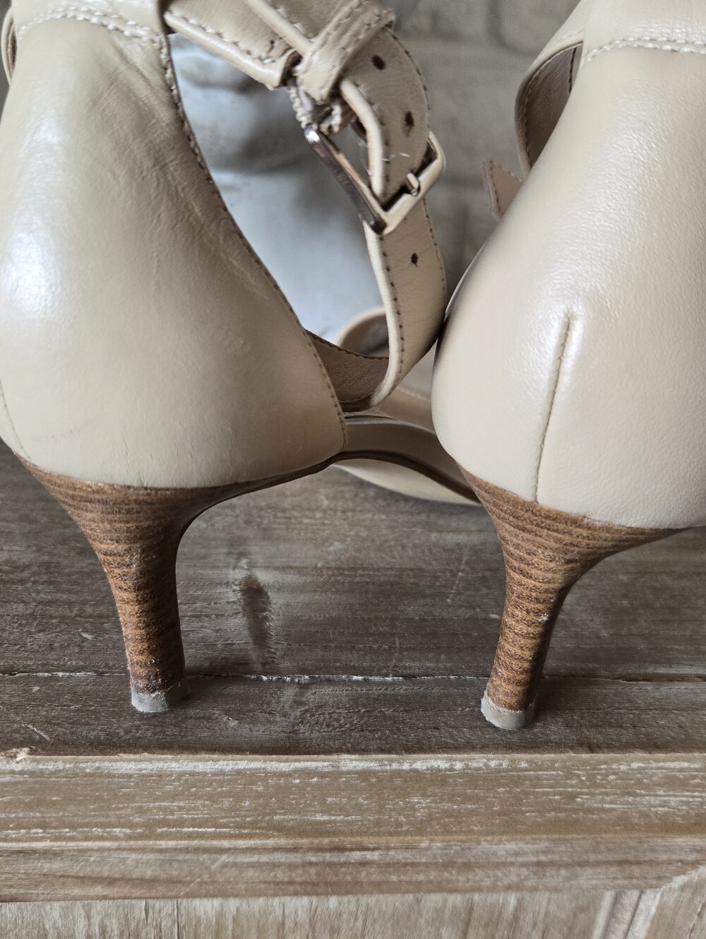 Nude Ankle Strap Kitten Heels By Talbots, 7.5, Party, Wedding - Picture 5 of 7